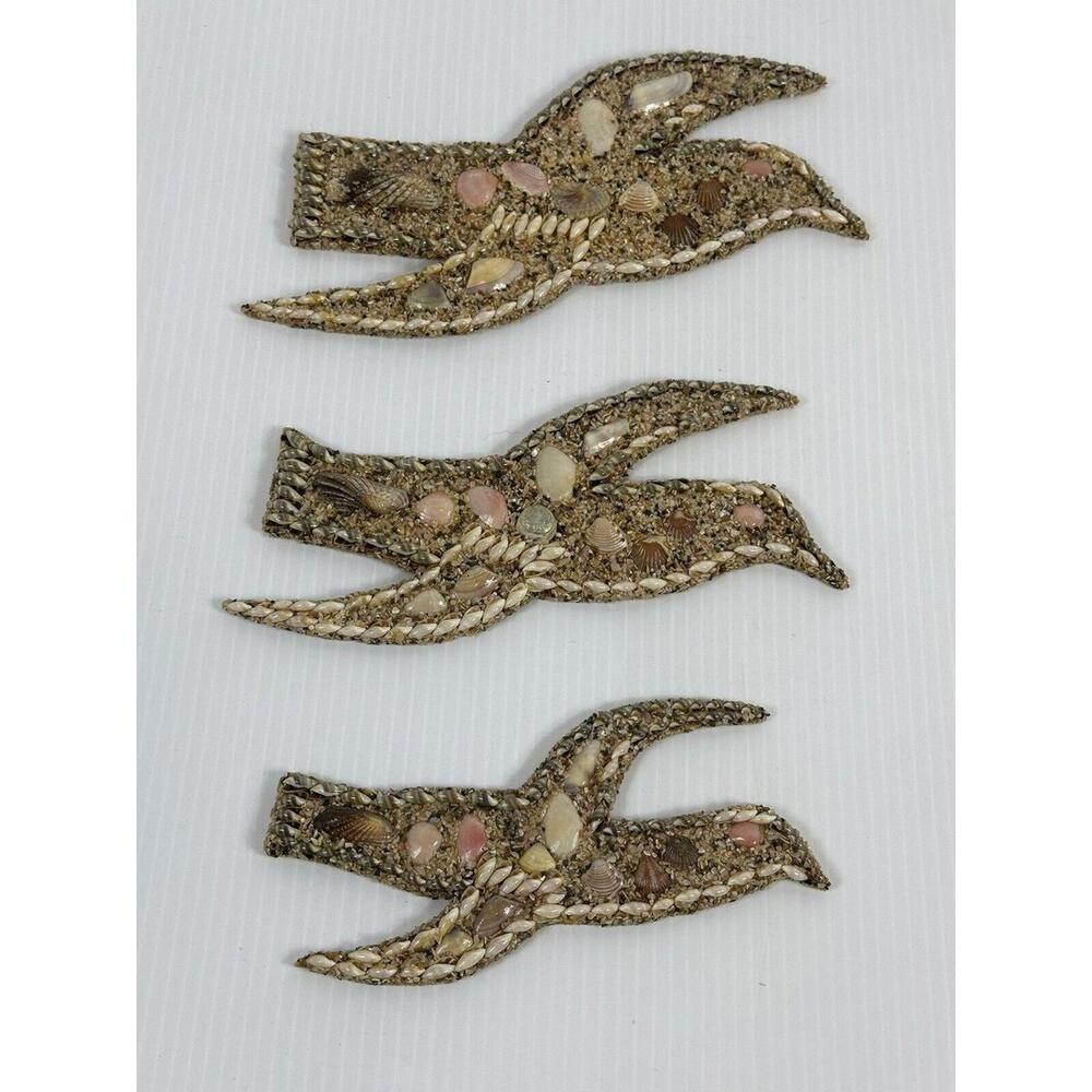 Vintage Sea Shell Folk Art Sea Birds Plaque Wall Hanging Hawaii